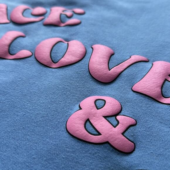 Looney Tunes Bugs Bunny Peace Love Unity Puff Paint Blue Sweatshirt XL - Picture 5 of 9